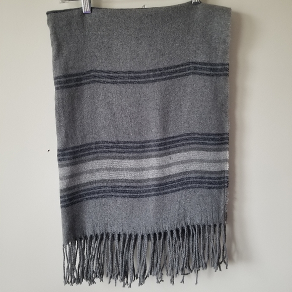 Roots scarf men's oversized wool blend gray blue - Picture 5 of 5